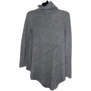 Nwot Neiman Marcus Cashmere Mock Neck Asymmetrical Hem Stitch Detail Sweater XS